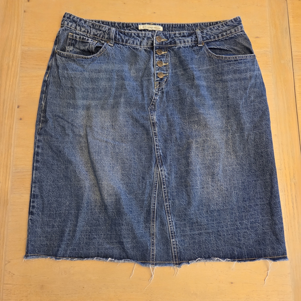 Blue Denim Skirt with Button Detail